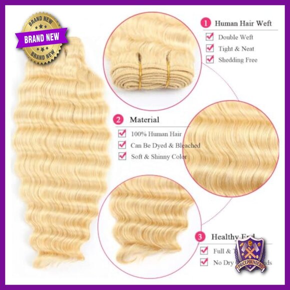 28 Inch Deep Wave Human Hair Extensions, 100% Brazilian Virgin Hair